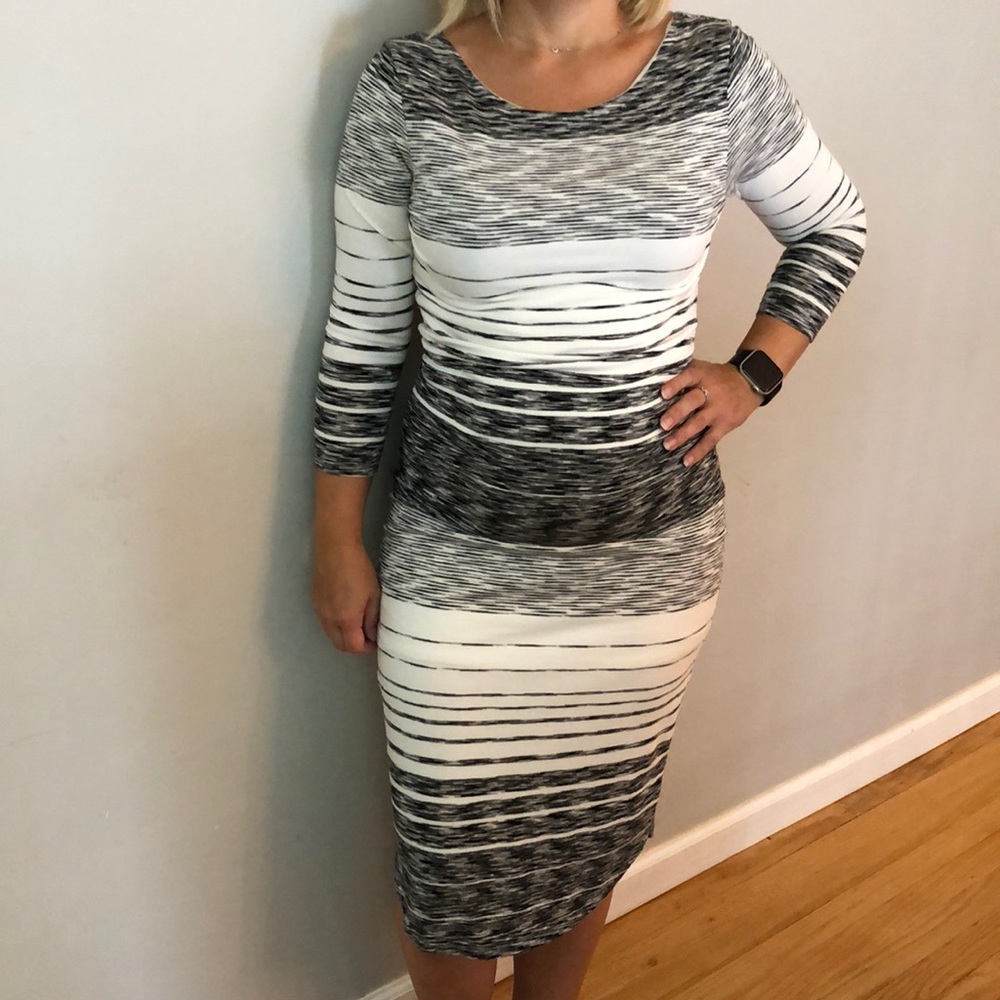 Athleta midi bodycon dress striped XS